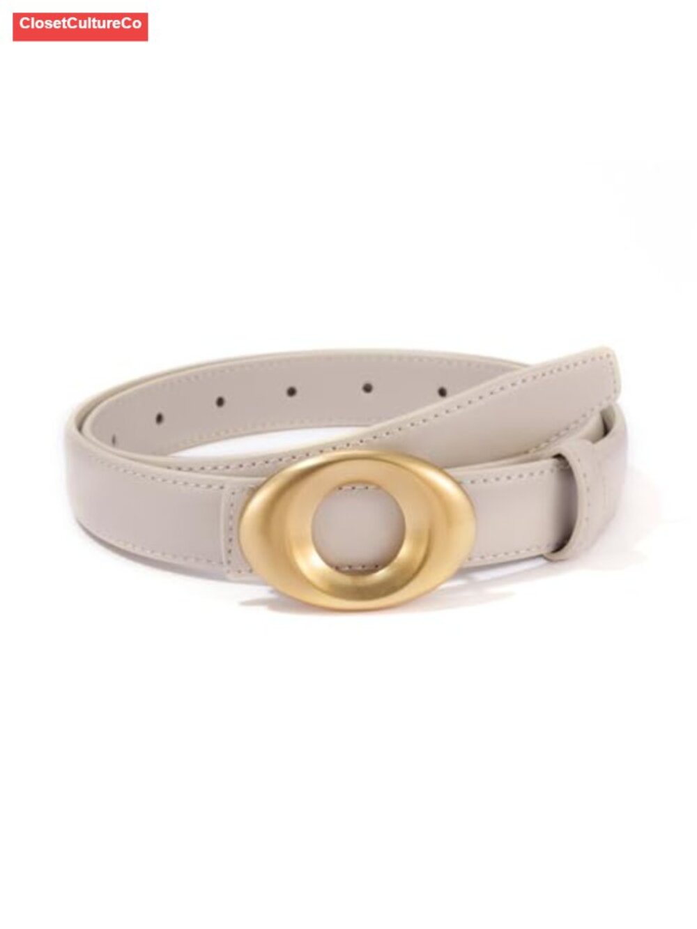 Women's Genuine Leather Belt Oval Vintage Gold Buckle Adjustable 36"